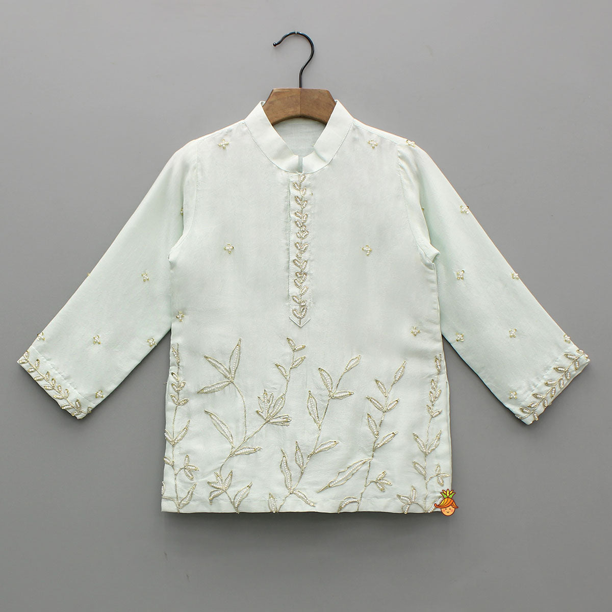 Ethnic Embroidered Blue Embellished Kurta With Pyjama