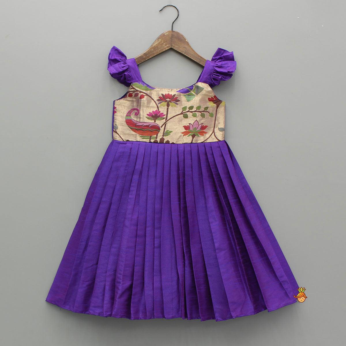 Purple Strappy Dress With Pleated Detailing