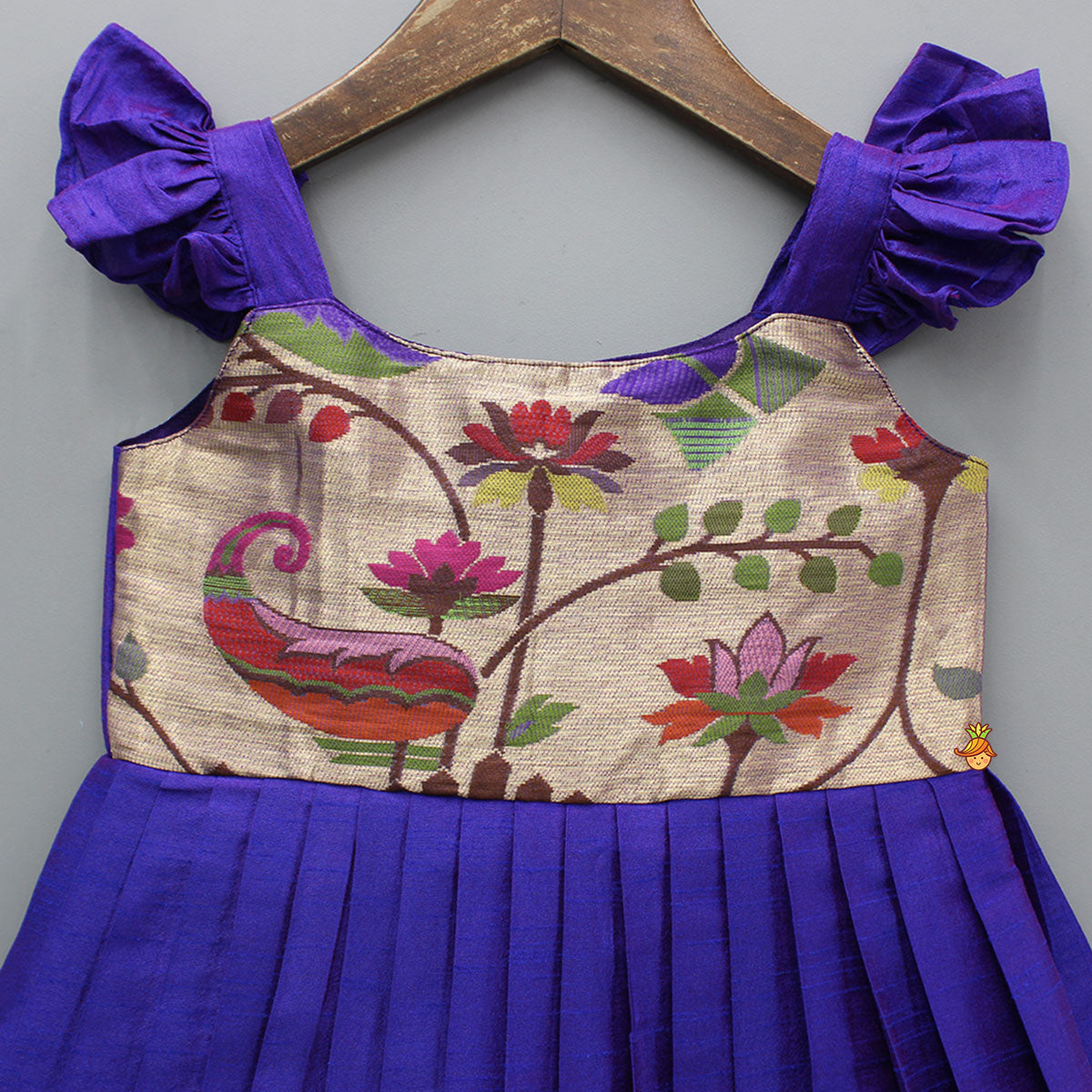 Purple Strappy Dress With Pleated Detailing