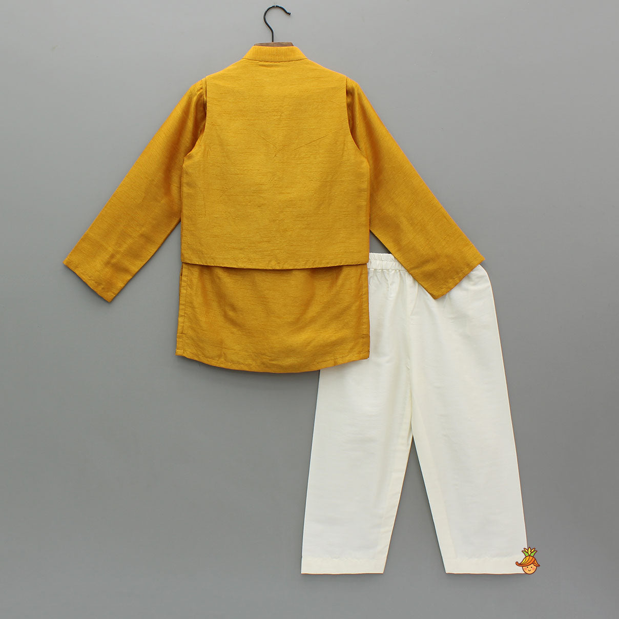 Ethnic Kurta With Front Open Embroidered Jacket And Pyjama