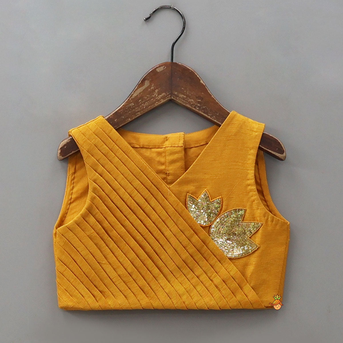 Sequins Embroidered Pleat Detailed Top With Tulle Lehenga And Dupatta