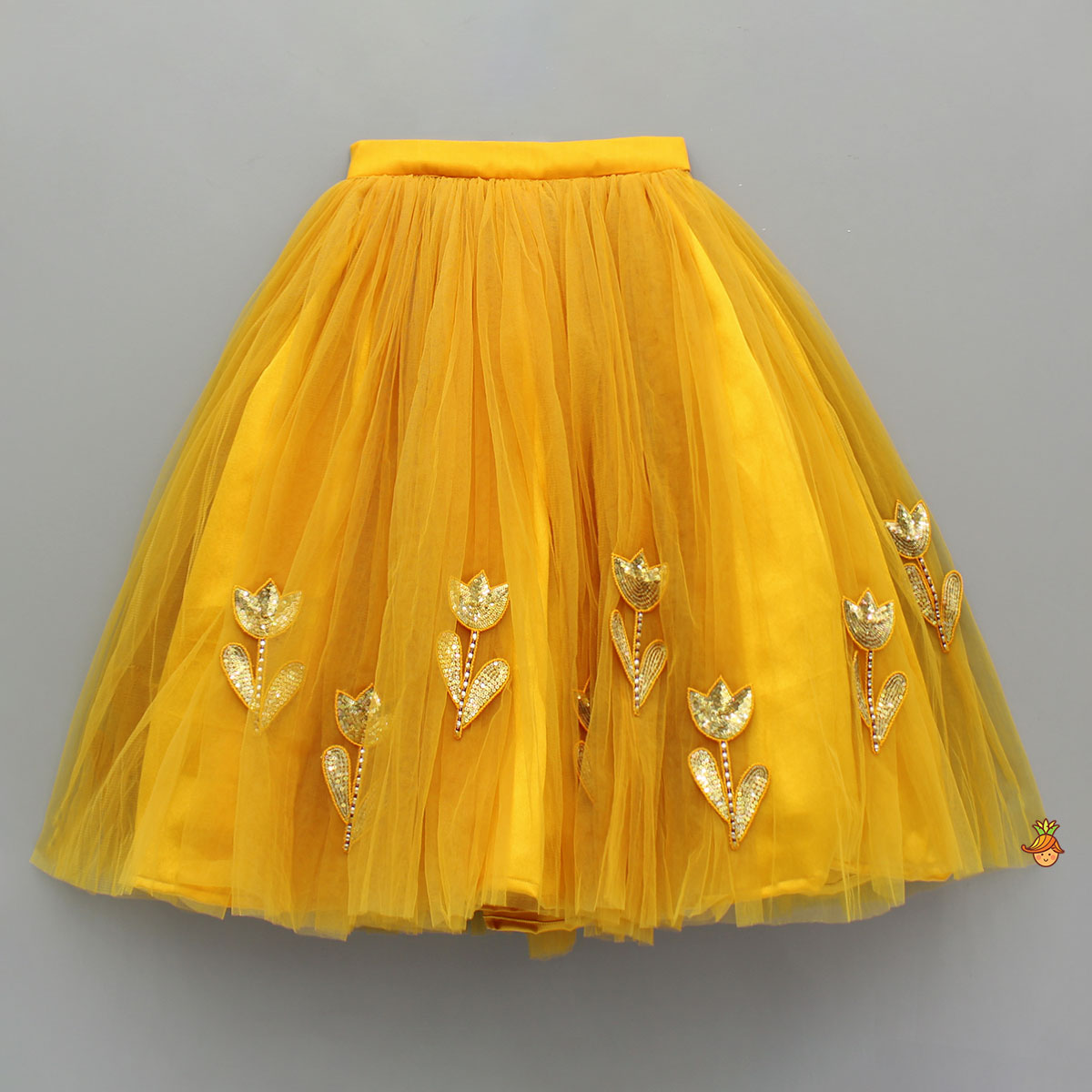 Sequins Embroidered Pleat Detailed Top With Tulle Lehenga And Dupatta