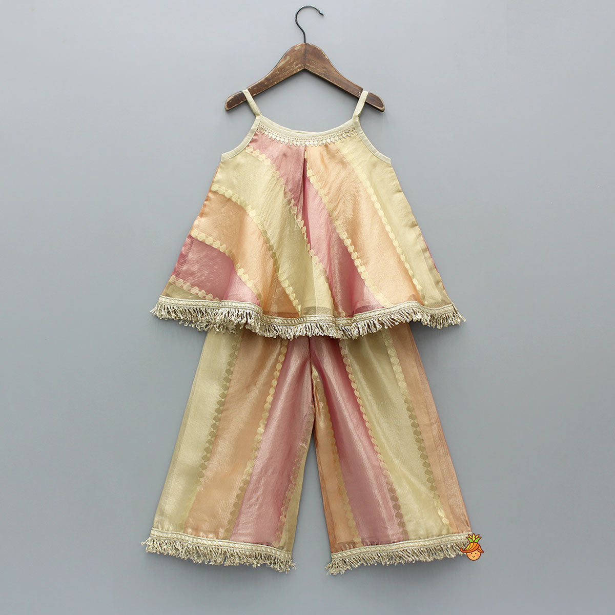 Shimmery Strappy Flowy Top With Matching Shimmery Palazzo