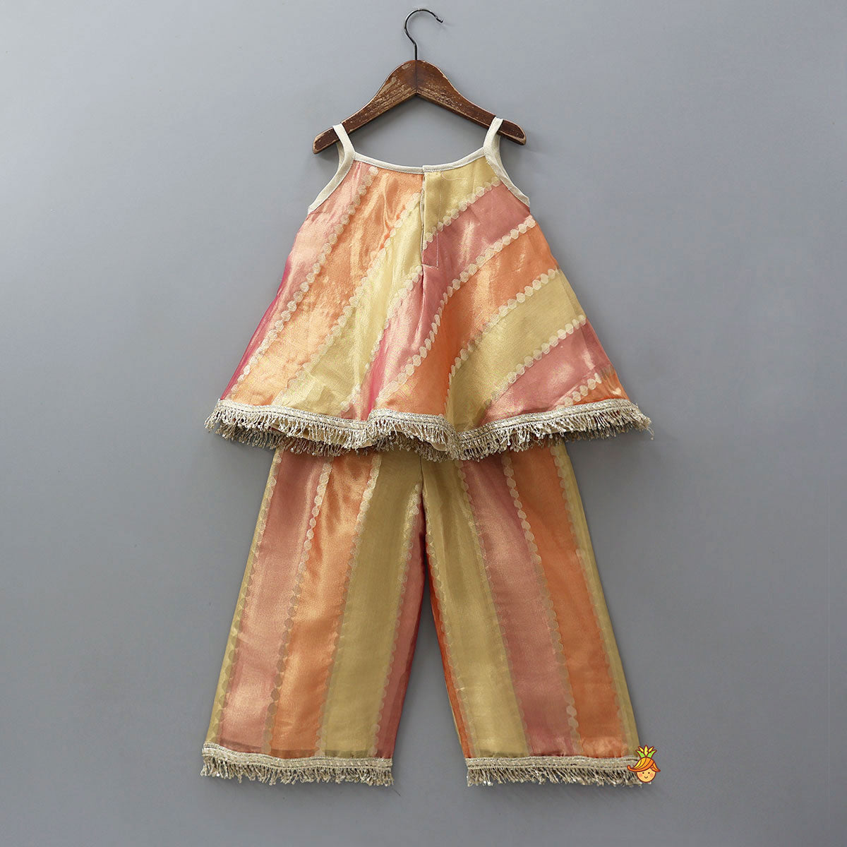 Shimmery Strappy Flowy Top With Matching Shimmery Palazzo