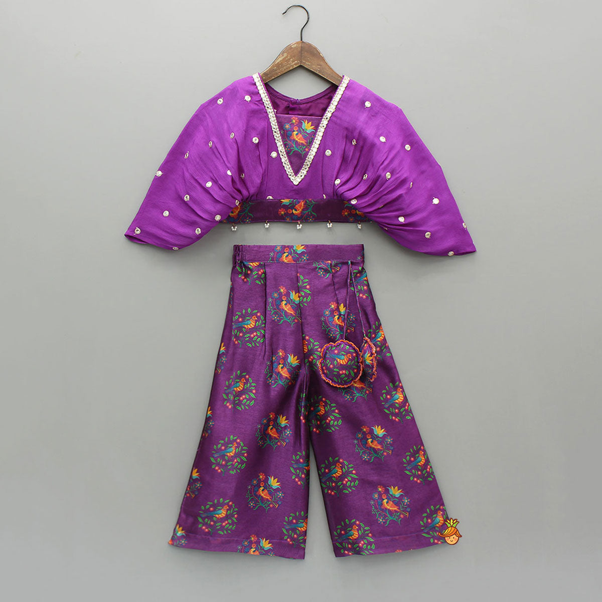 Stylish Purple Top With Printed Palazzo