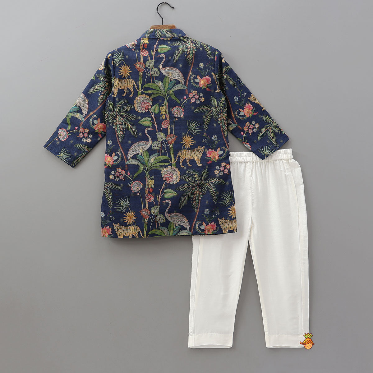 Jungle Printed Jacket Style Kurta With Pyjama