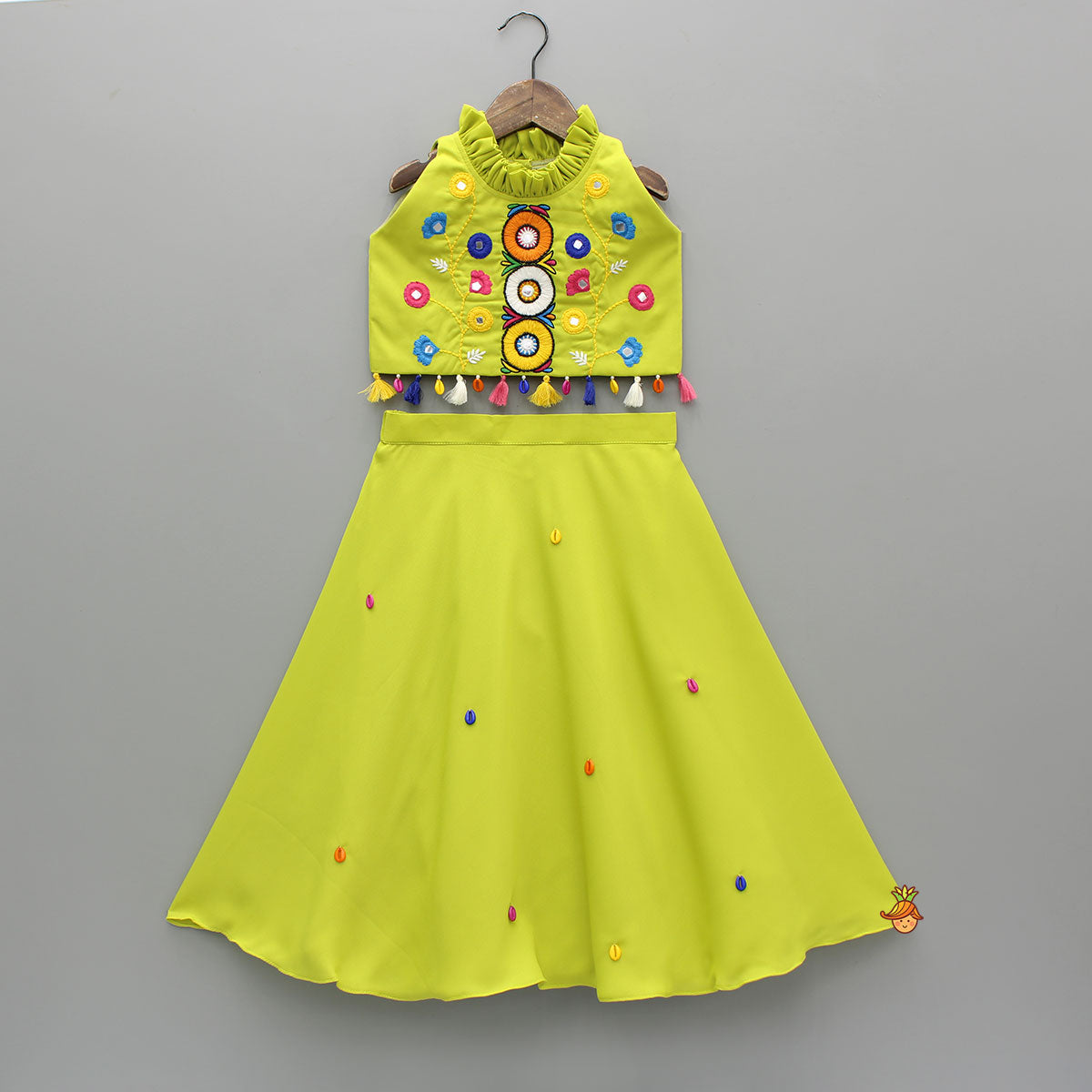 Stunning Ethnic Embroidered Sleeveless Top With Lehenga