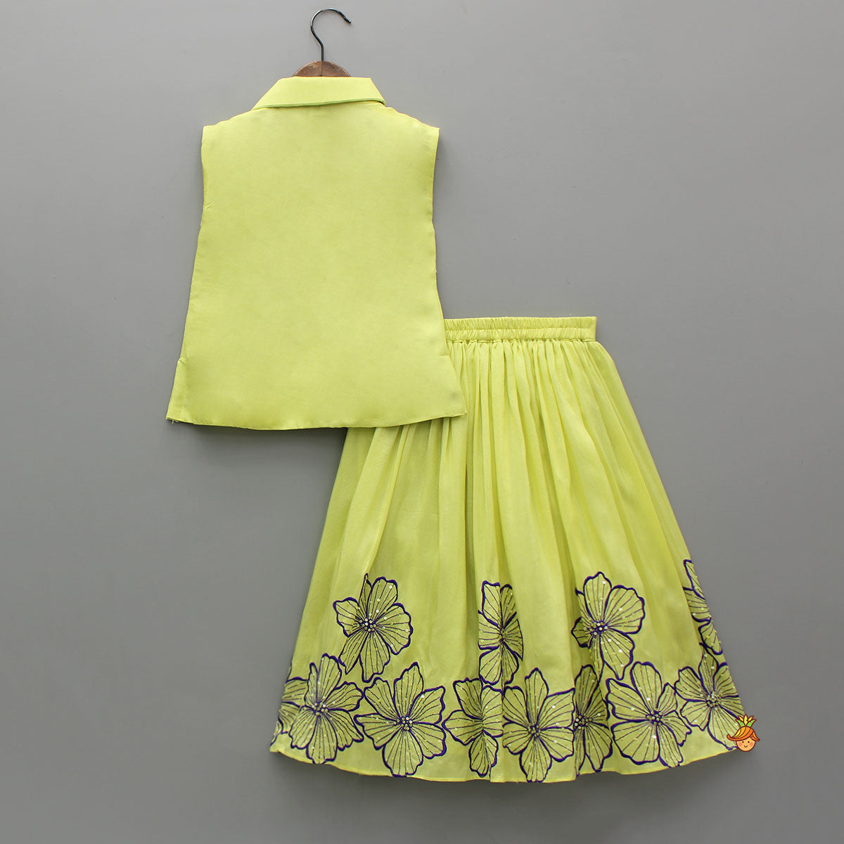 Floral Embroidered Shirt Style Top With Matching Lehenga