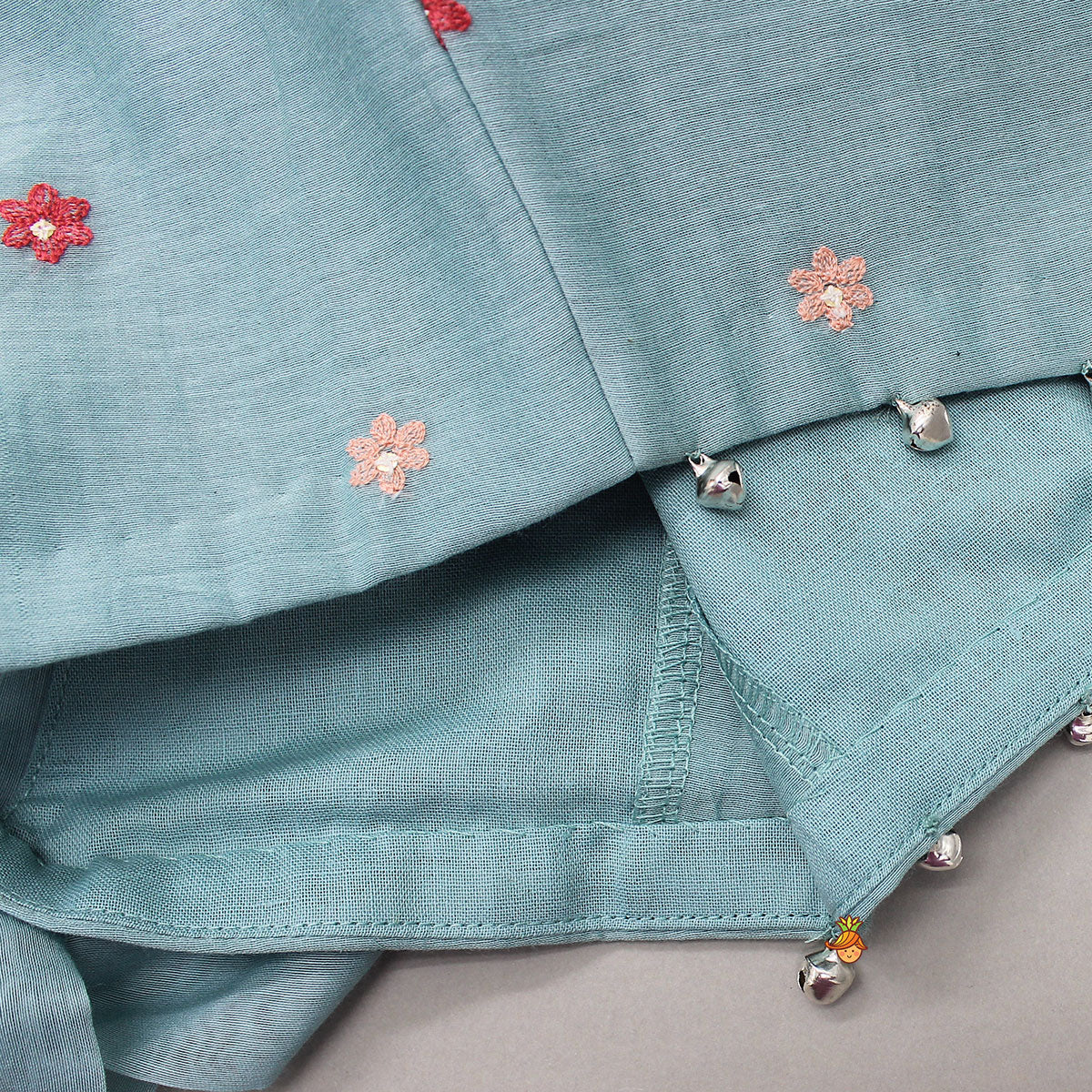 Bells-Enhanced Blue Top And Lehenga