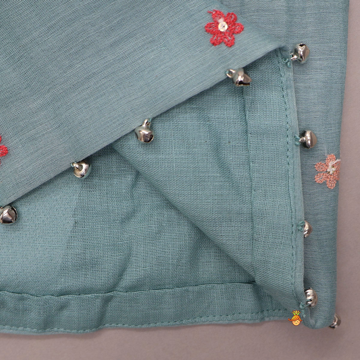 Bells-Enhanced Blue Top And Lehenga