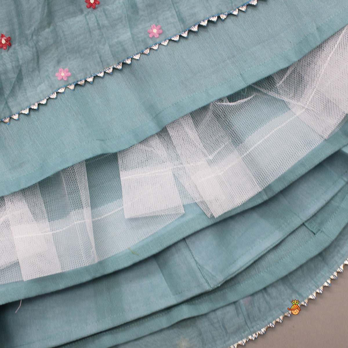 Bells-Enhanced Blue Top And Lehenga