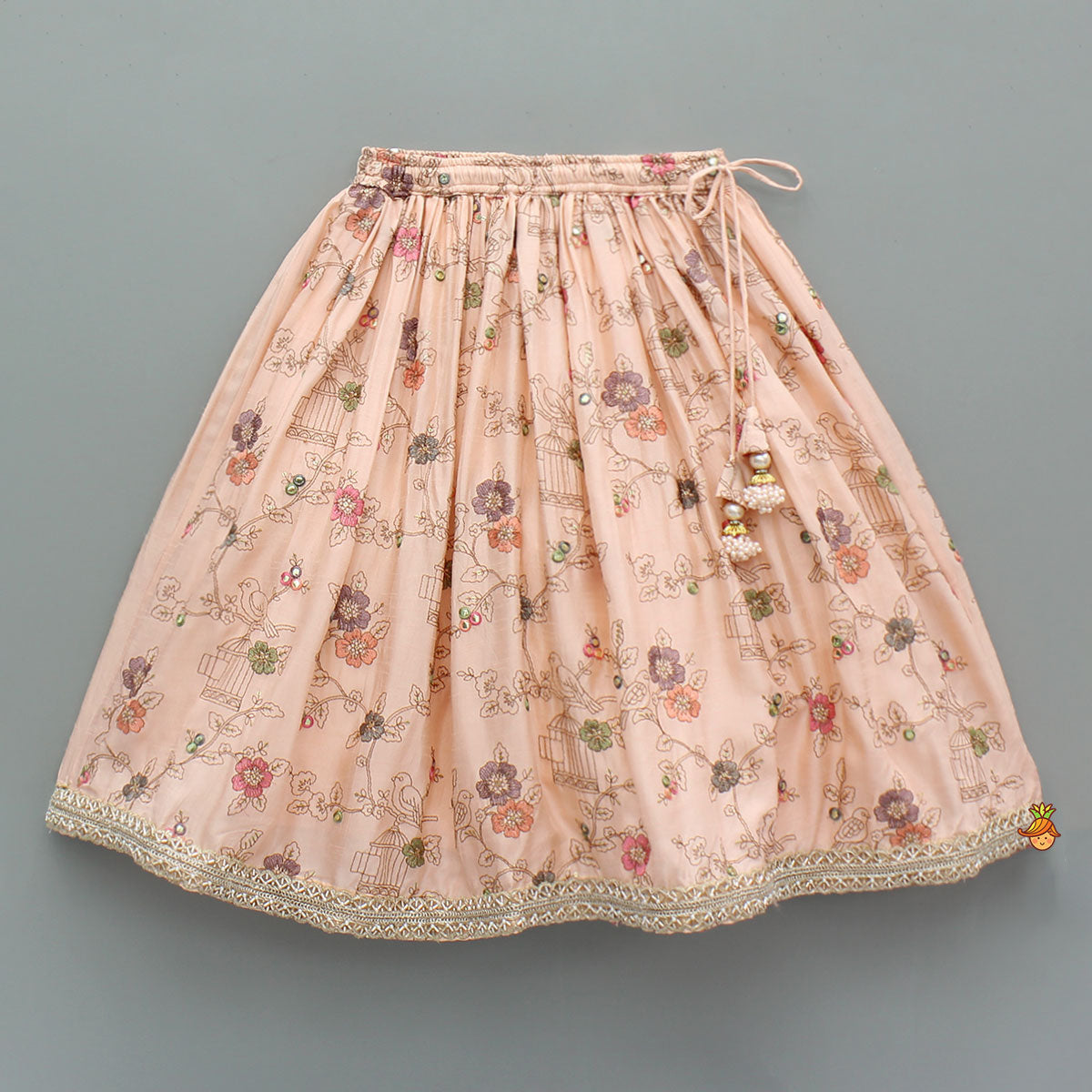 Elegant Faux Mirror Embroidered Top With Matching Lehenga