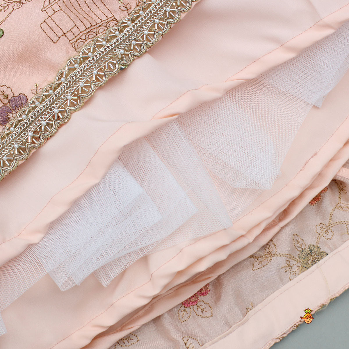Elegant Faux Mirror Embroidered Top With Matching Lehenga