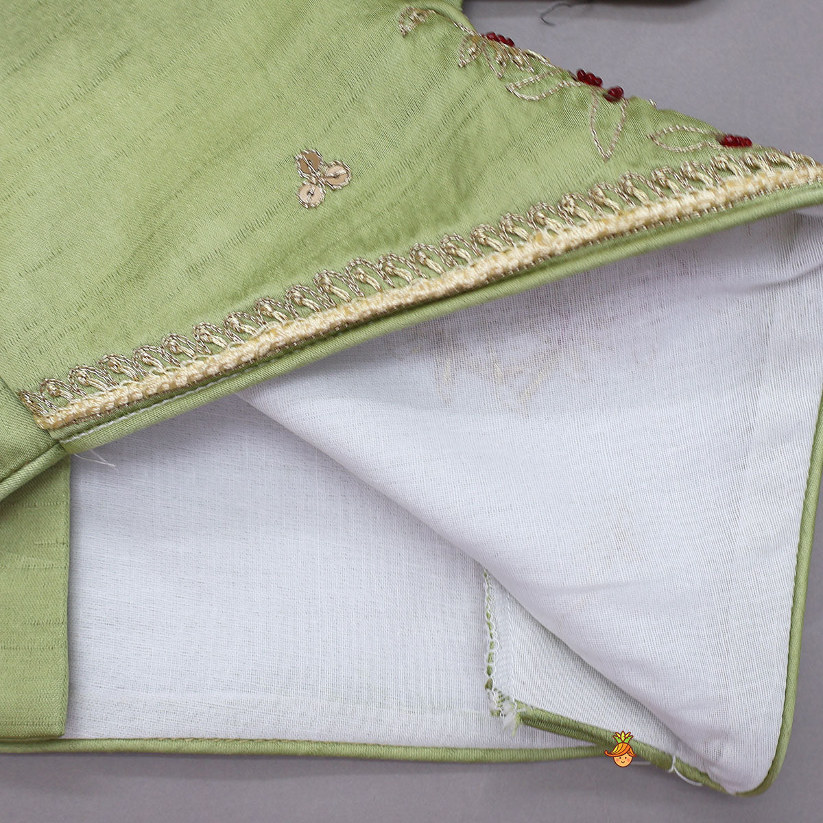 Strappy Green Embroidered Yoke Top And Brocade Lehenga