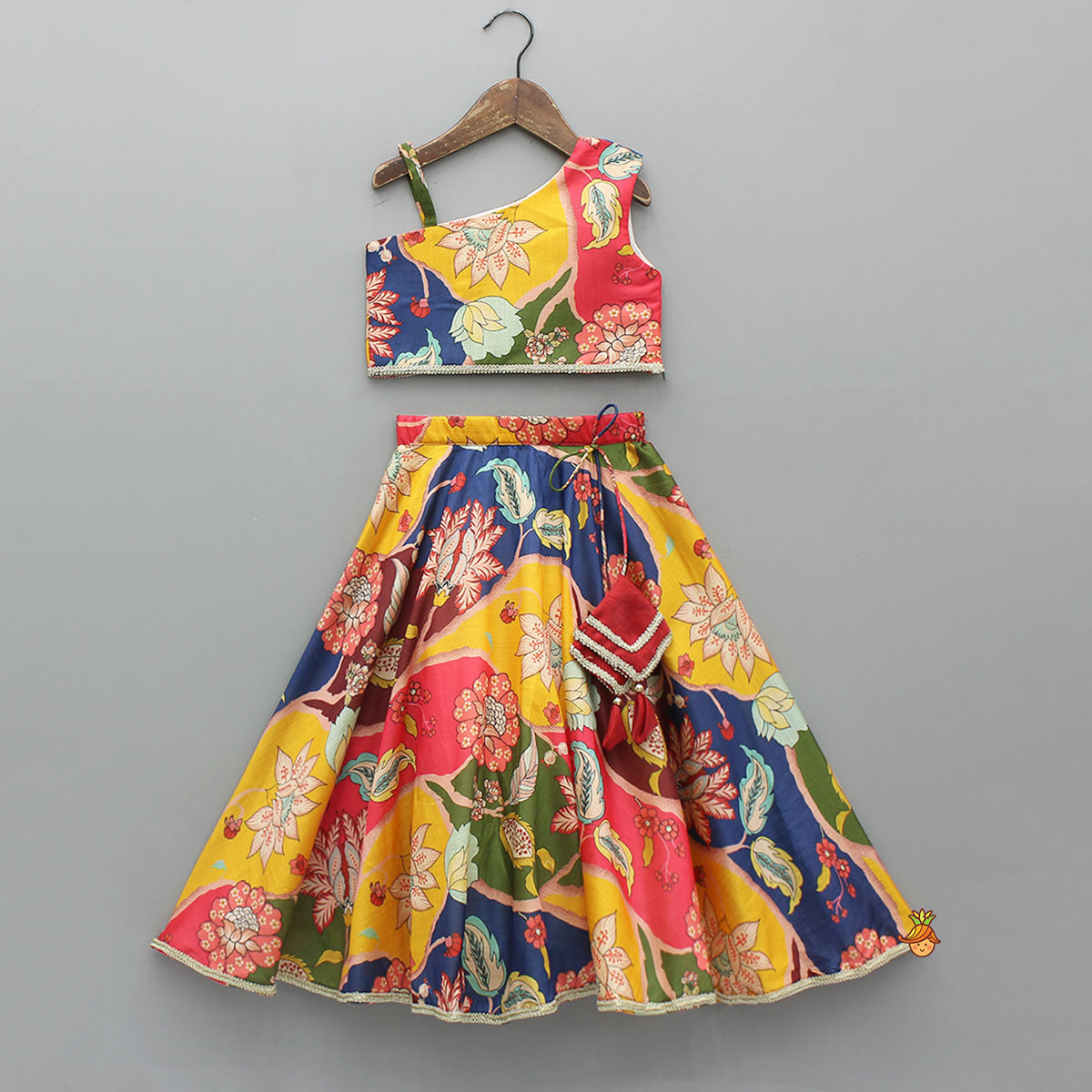 Charming Printed One Shoulder Top With Lehenga