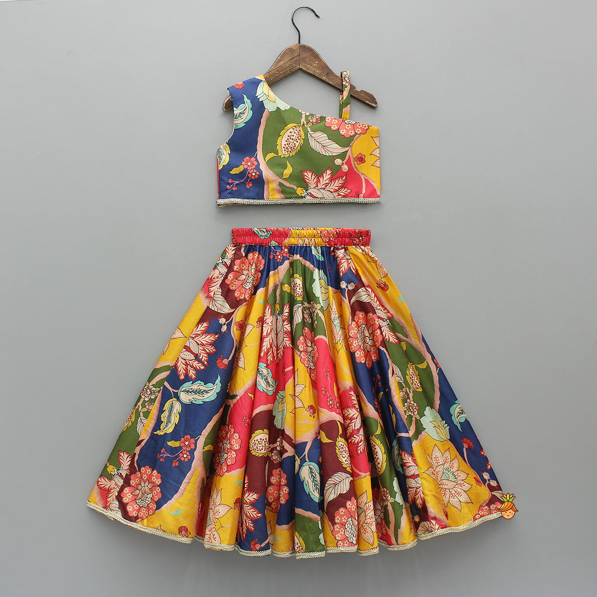 Charming Printed One Shoulder Top With Lehenga
