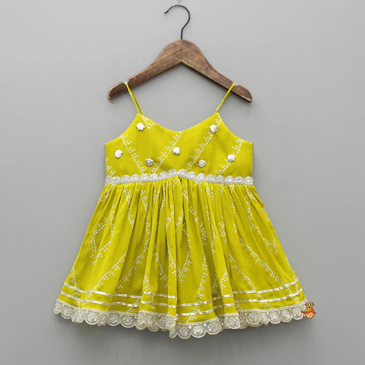 Bandhani Printed Strappy Peplum Kurti With Palazzo And Small Bag