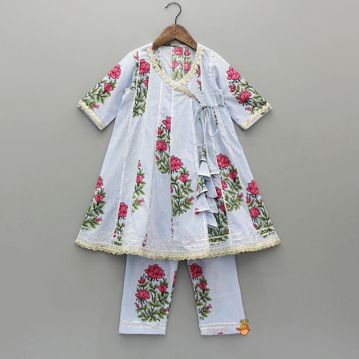 Angarkha Style Flared Long Kurti With Pant