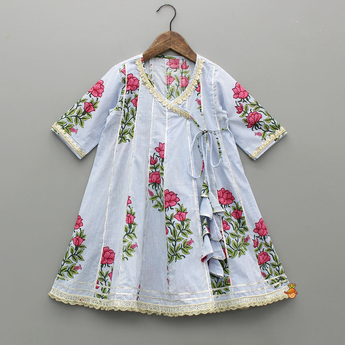 Angarkha Style Flared Long Kurti With Pant
