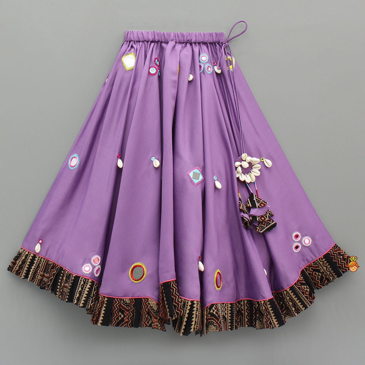 Mirror Embellished Halter Neck Purple Top With Matching Lehenga And Dupatta