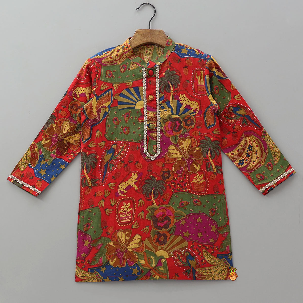 Vibrant Multicolour Printed Kurta With Pyjama