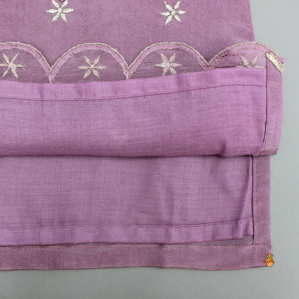 Scalloped Design Kurti With Palazzo And Net Dupatta