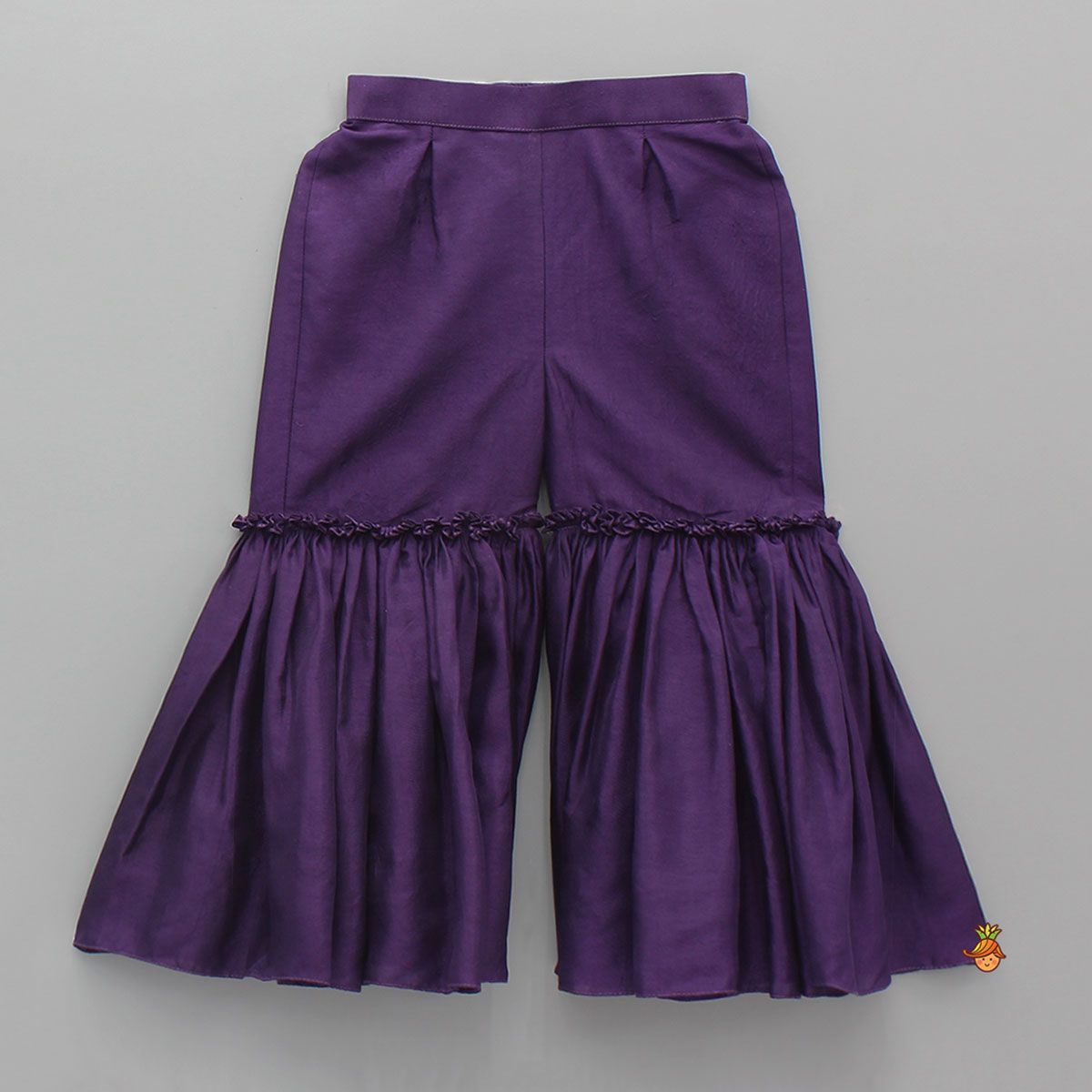 Purple Swan Embroidered Vest Top With Sharara