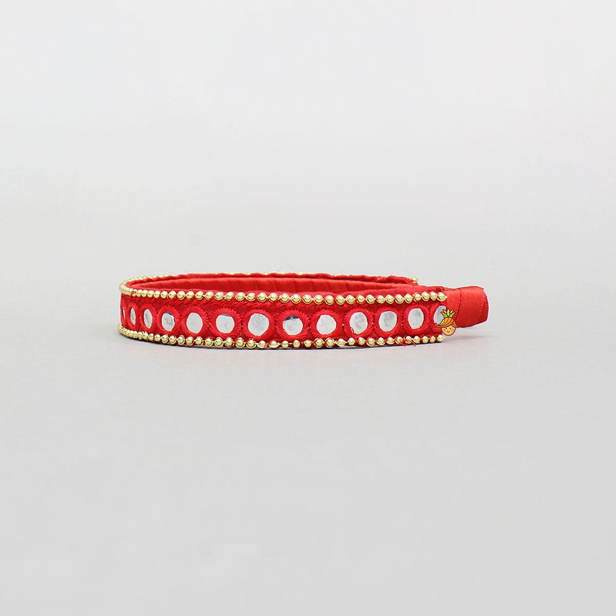 Faux Mirror Work Red Hair Band