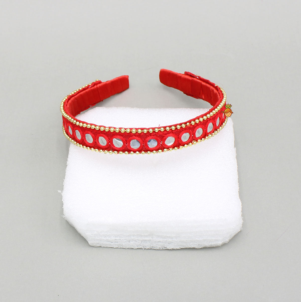 Faux Mirror Work Red Hair Band