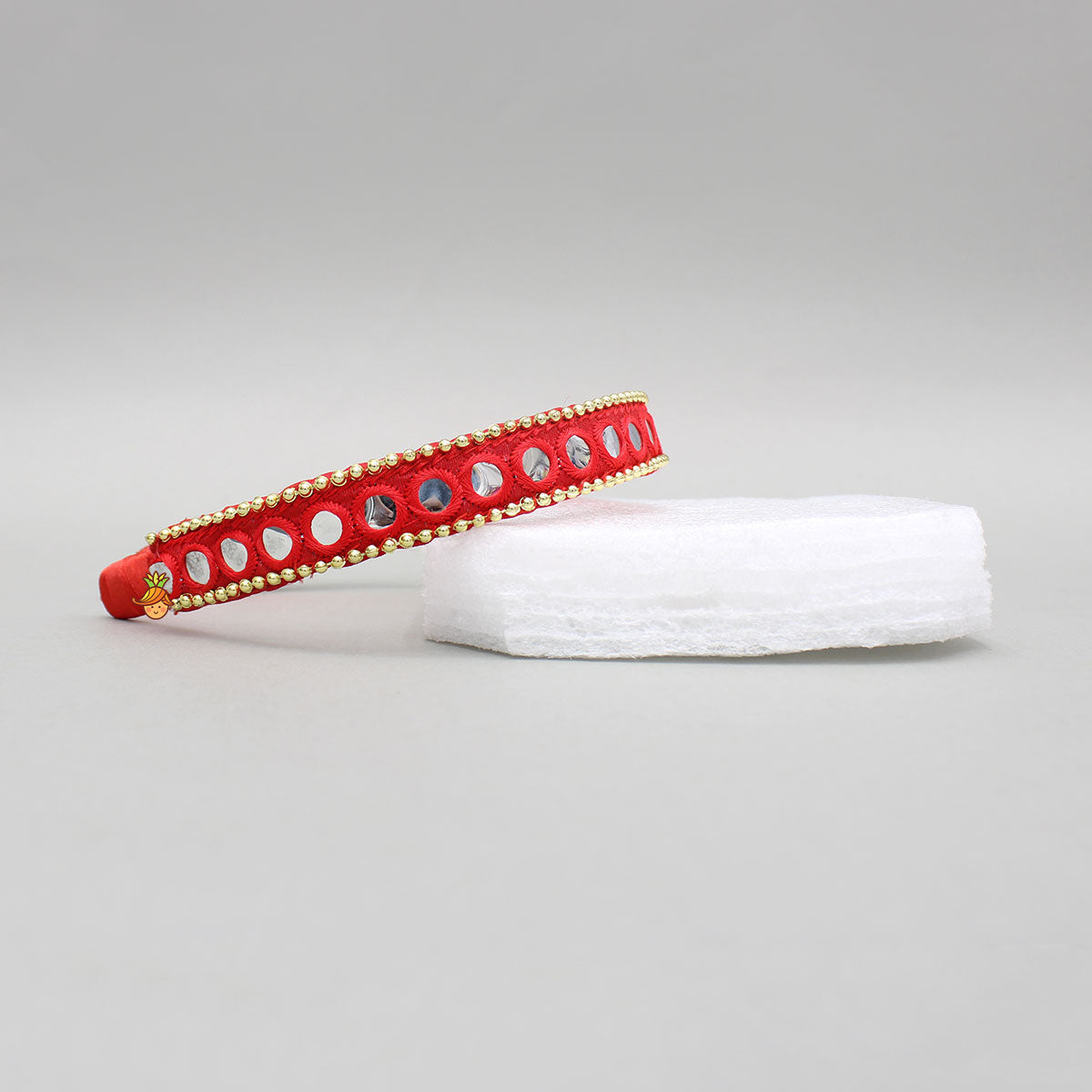 Faux Mirror Work Red Hair Band