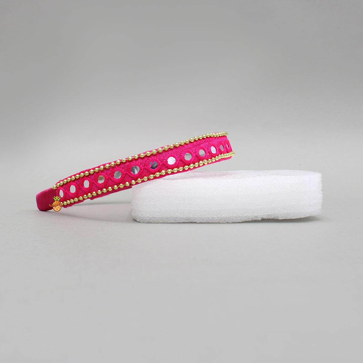 Faux Mirror Work Pink Hair Band