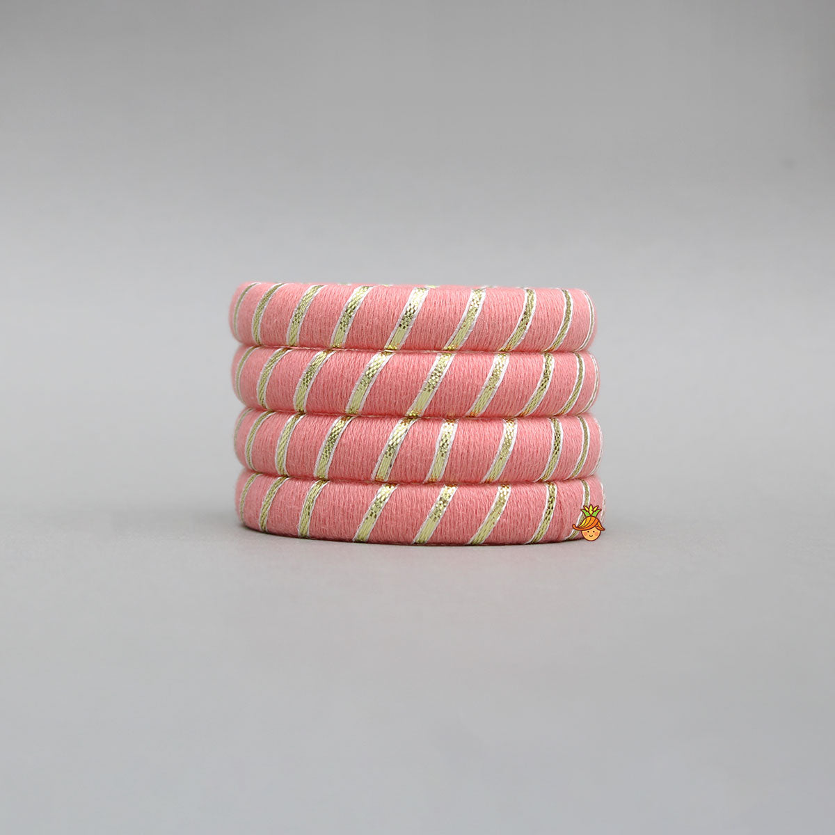 Gota Lace-Embellished Peach Thread Bangles