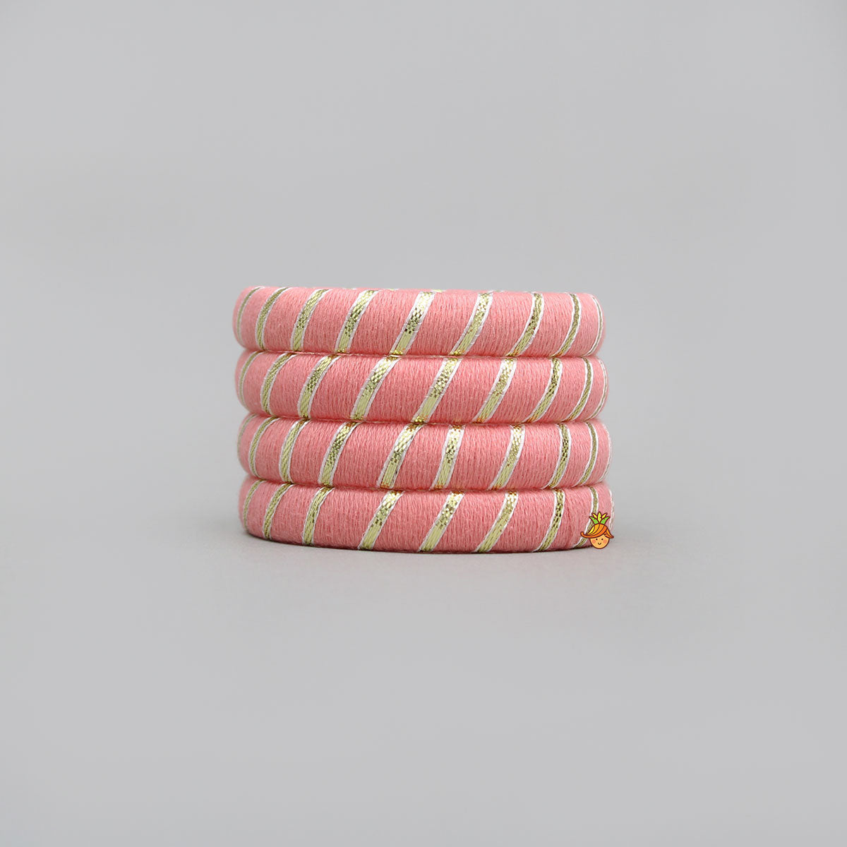 Gota Lace-Embellished Peach Thread Bangles