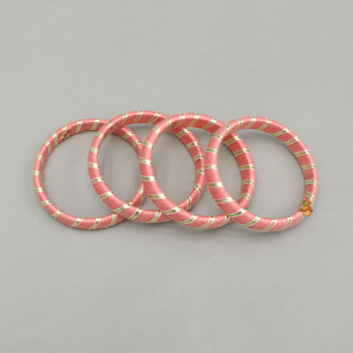 Gota Lace-Embellished Peach Thread Bangles