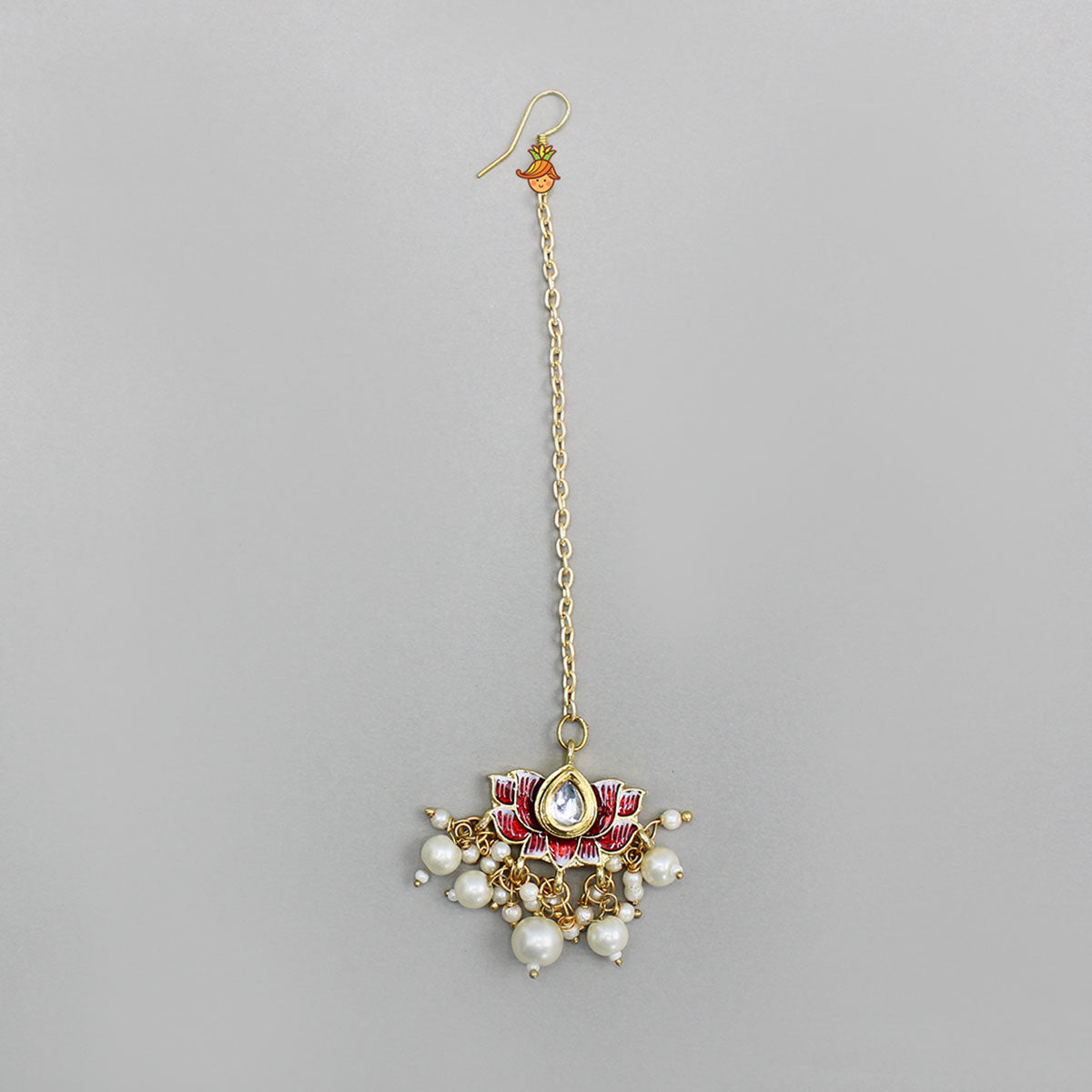 Ethnic Embellished Red Floral Maang Tikka