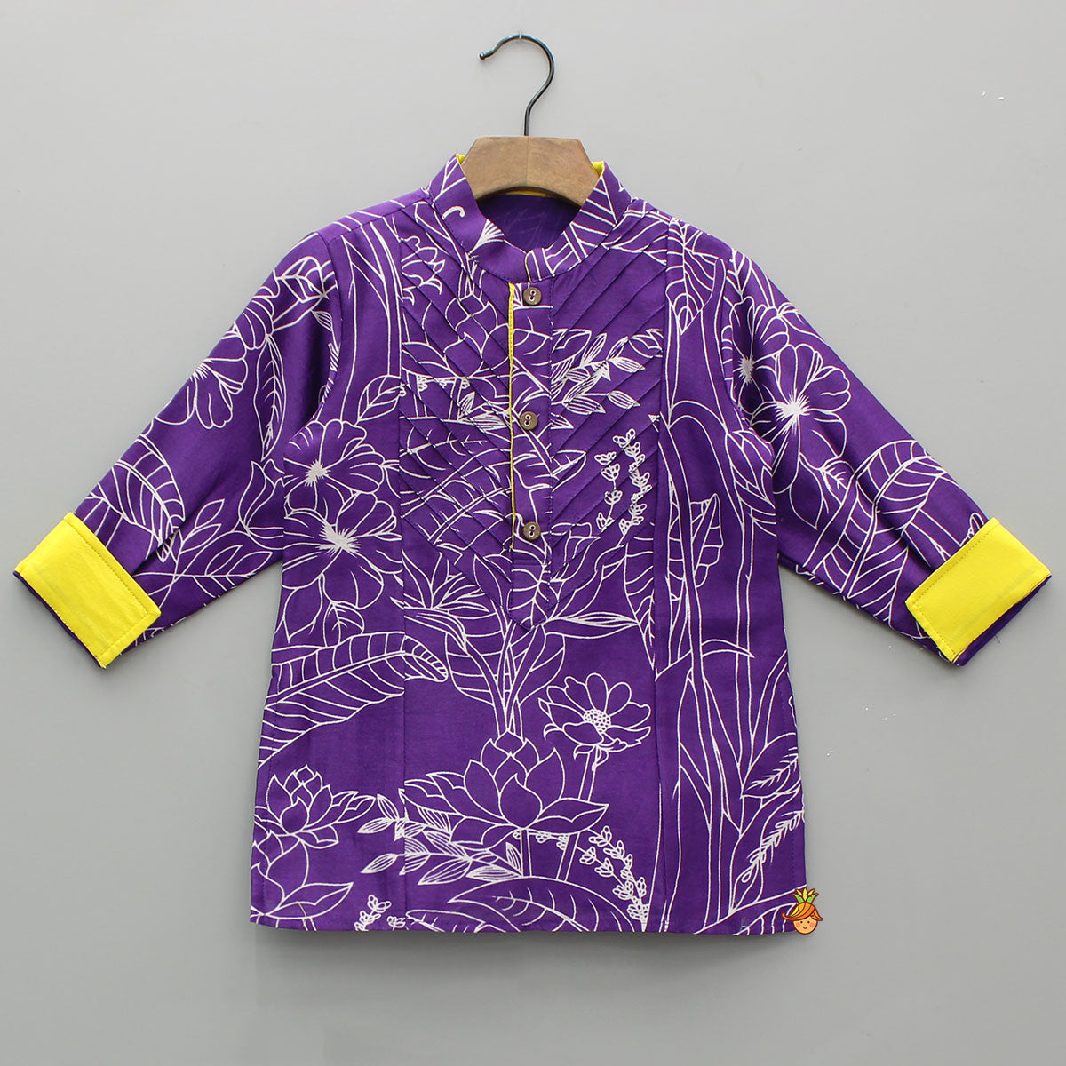 Floral Printed Purple Kurta With Pyjama