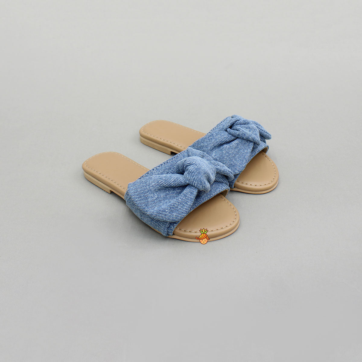 Cute Denim Bow Adorned Flats