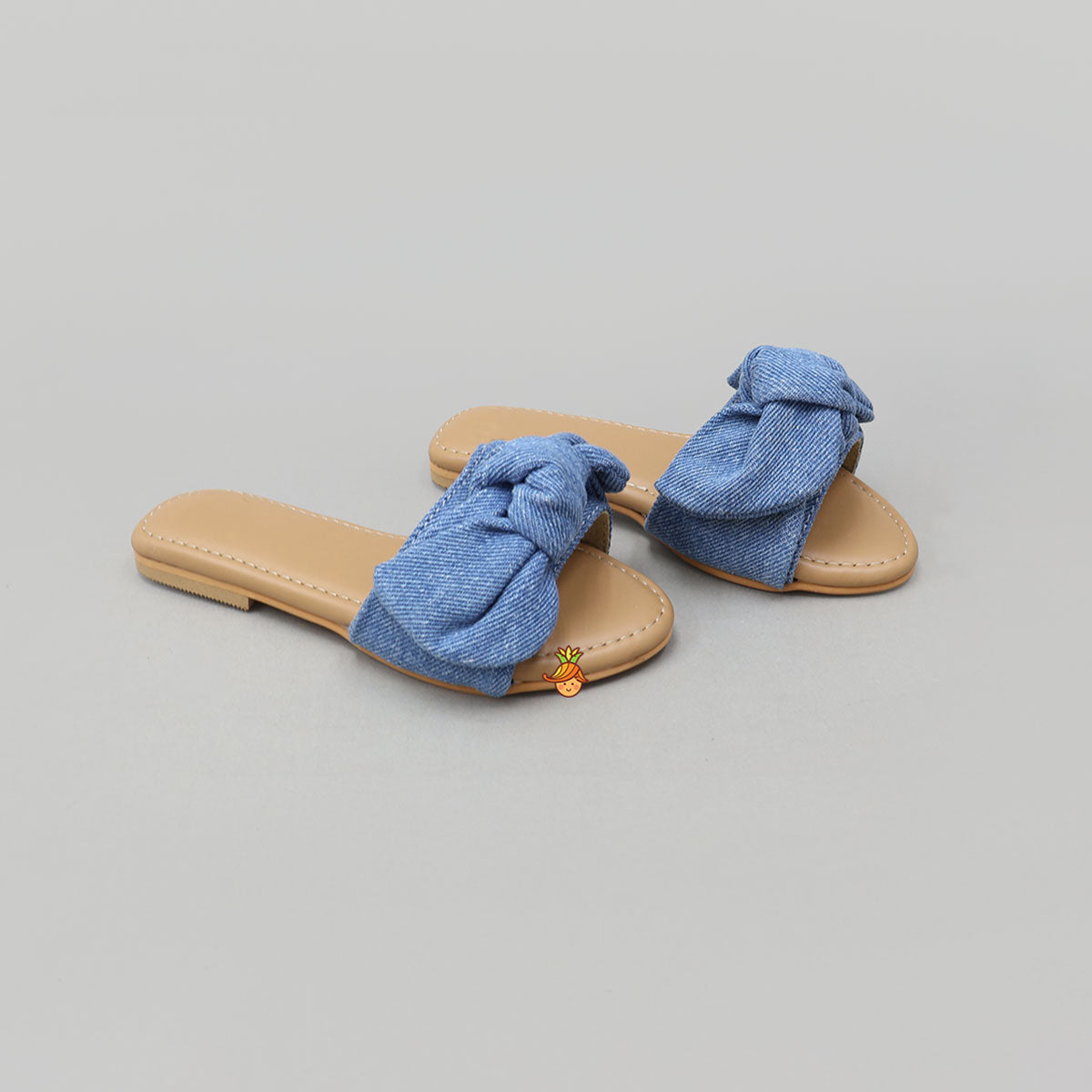 Cute Denim Bow Adorned Flats