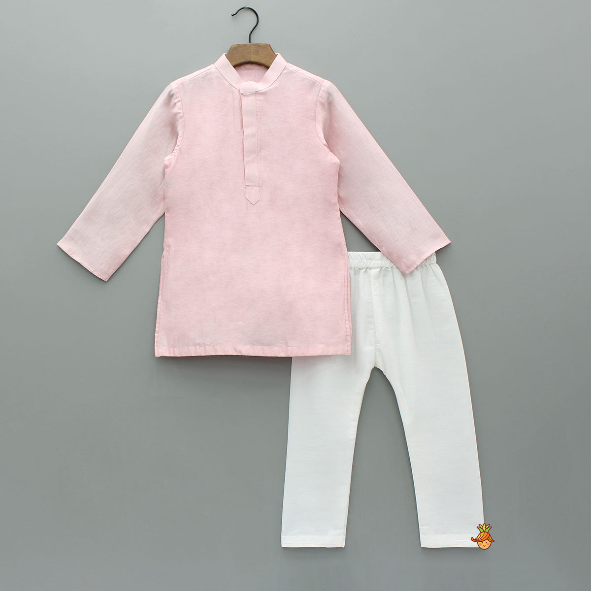 Pink Kurta With Floral Embroidered Jacket And Pyjama