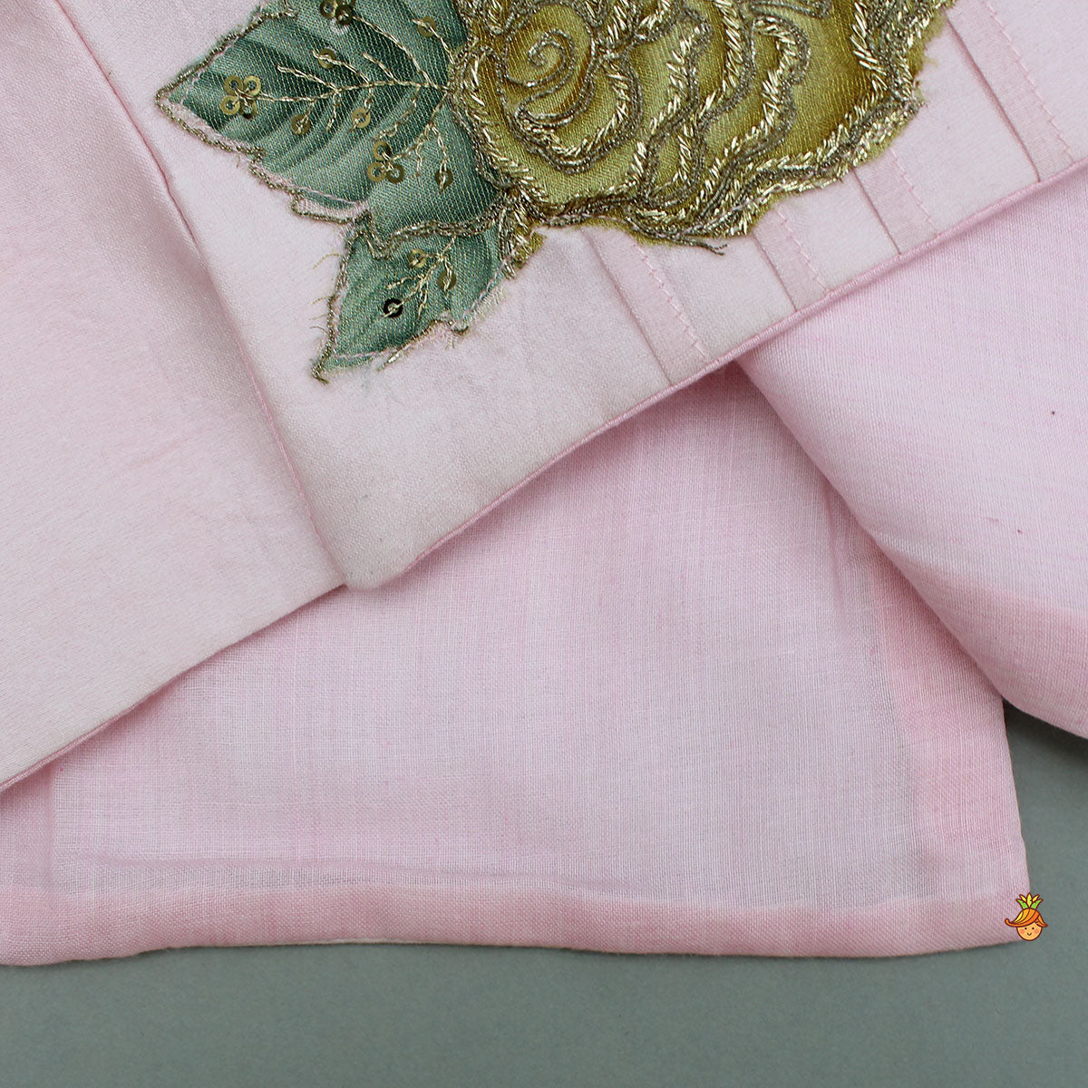 Pink Kurta With Floral Embroidered Jacket And Pyjama