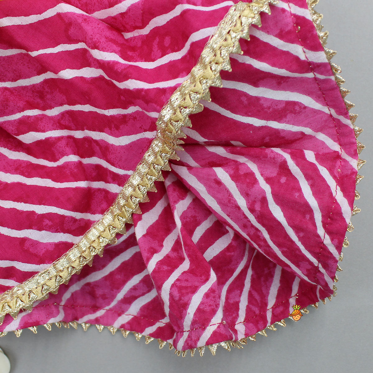 Faux Mirror Embroidered Colourful Tiered Top With Multicolour Bandhani Lehenga And Dupatta With Bandana