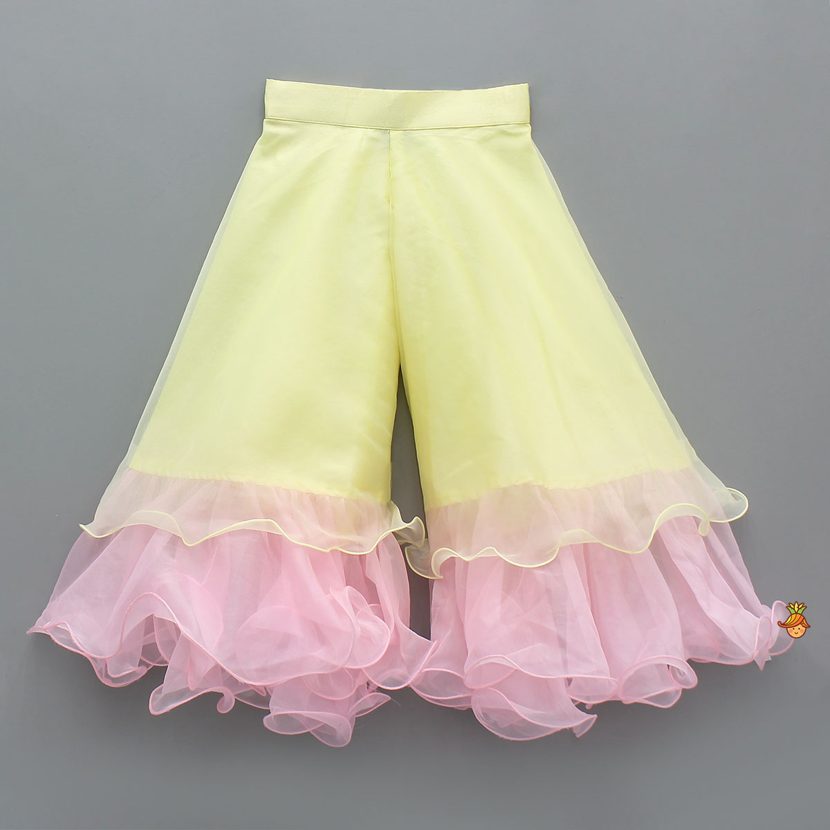 Scallop Designed Top And Ruffle Hem Palazzo With Floral Sling Bag