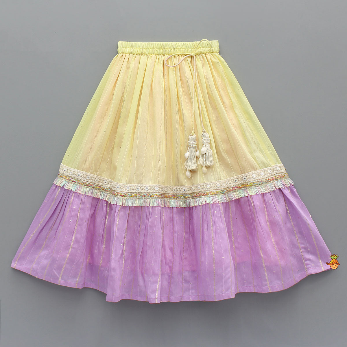 Strappy Elephant Embroidered Top With Dual Toned Lehenga