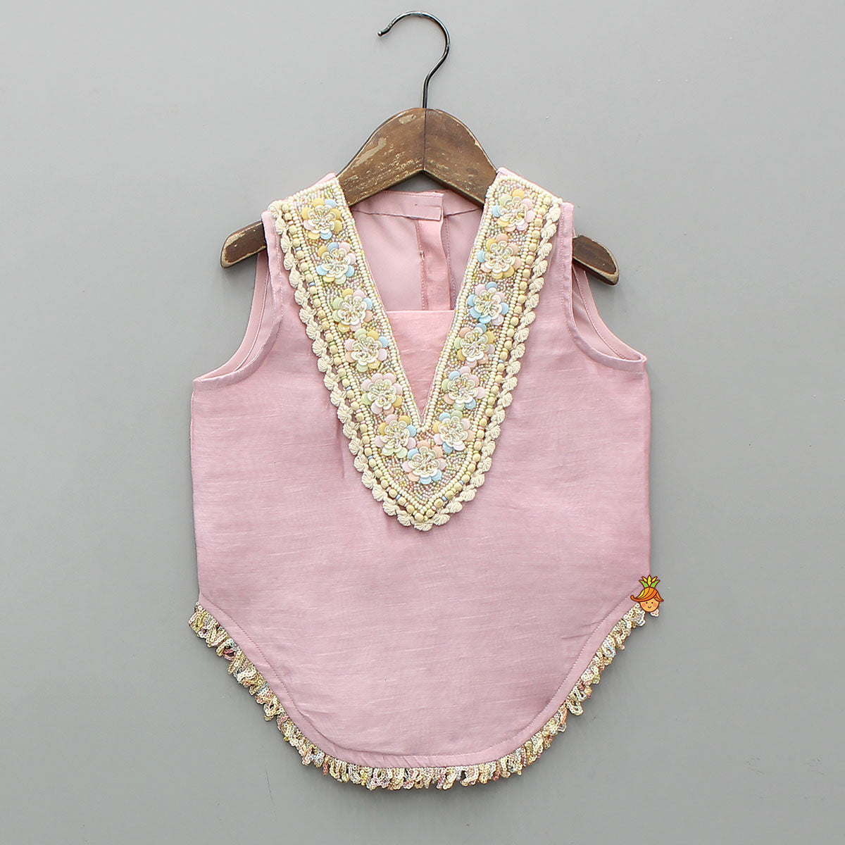 Heavy Beaded Yoke Top With Palazzo And Hair Clip