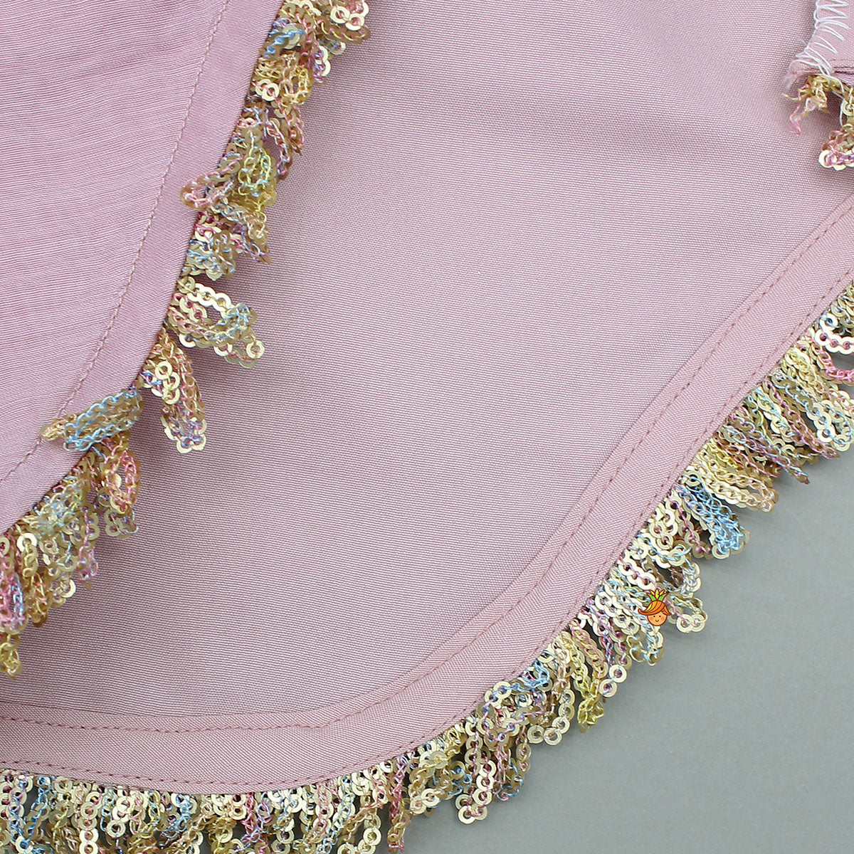 Heavy Beaded Yoke Top With Palazzo And Hair Clip