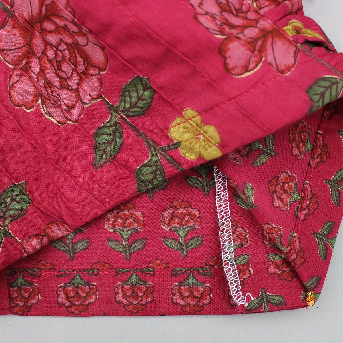 Floral Printed Pin Tuck Detailed Embellished Top With Matching Lehenga