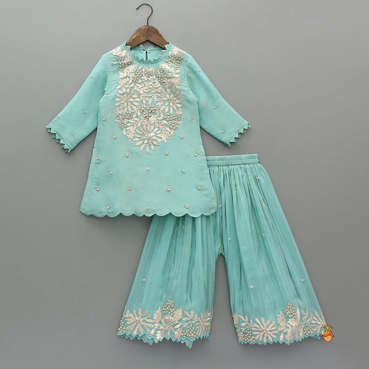 Gota Work Shimmery Kurti And Palazzo