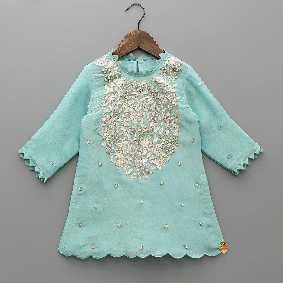 Gota Work Shimmery Kurti And Palazzo