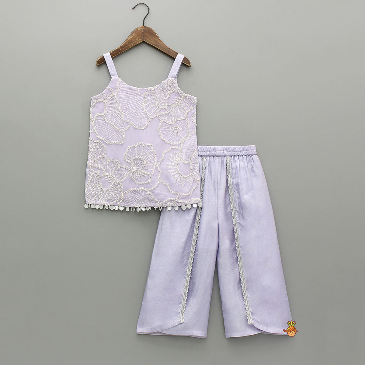 Beautiful Floral Embroidered Strappy Kurti With Palazzo