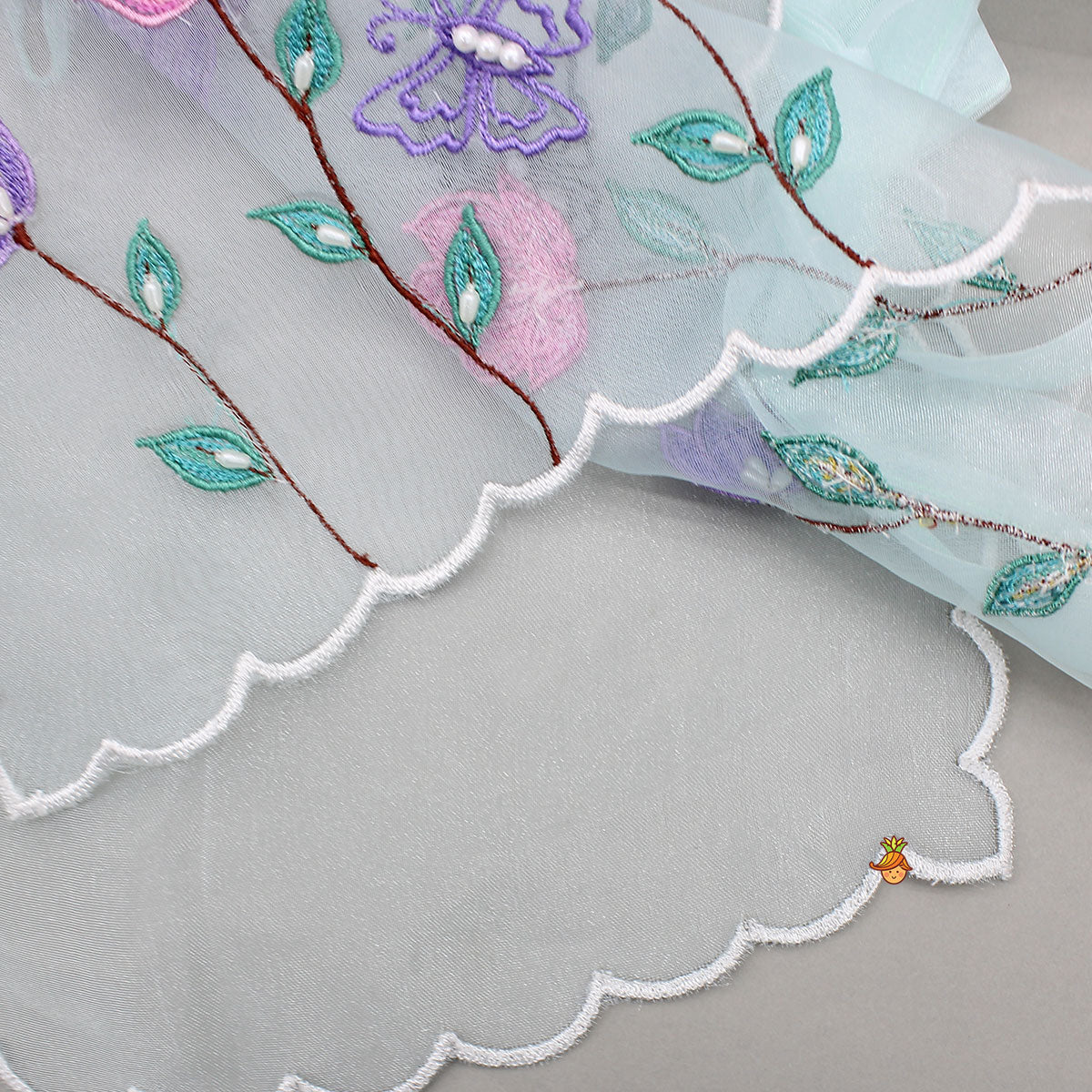 Top With Beautiful Floral Embroidered Organza Cape With Palazzo